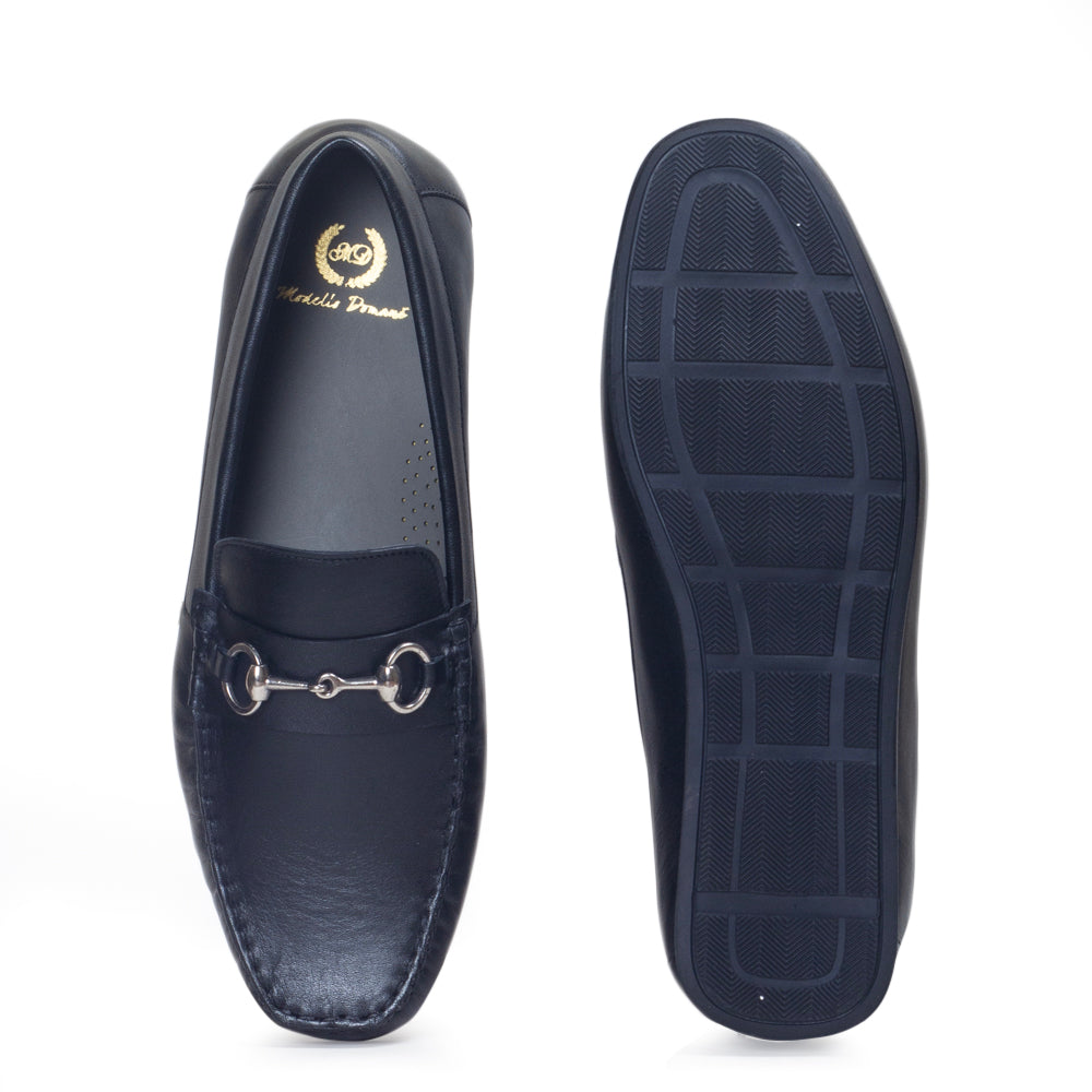 Tuscany Buckle Leather Loafers (Black)