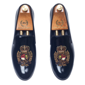 The Regal Crest Leather Slipons (Patent Black)