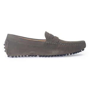 Gommino Suede Penny Loafers (Military Green Mehendi)