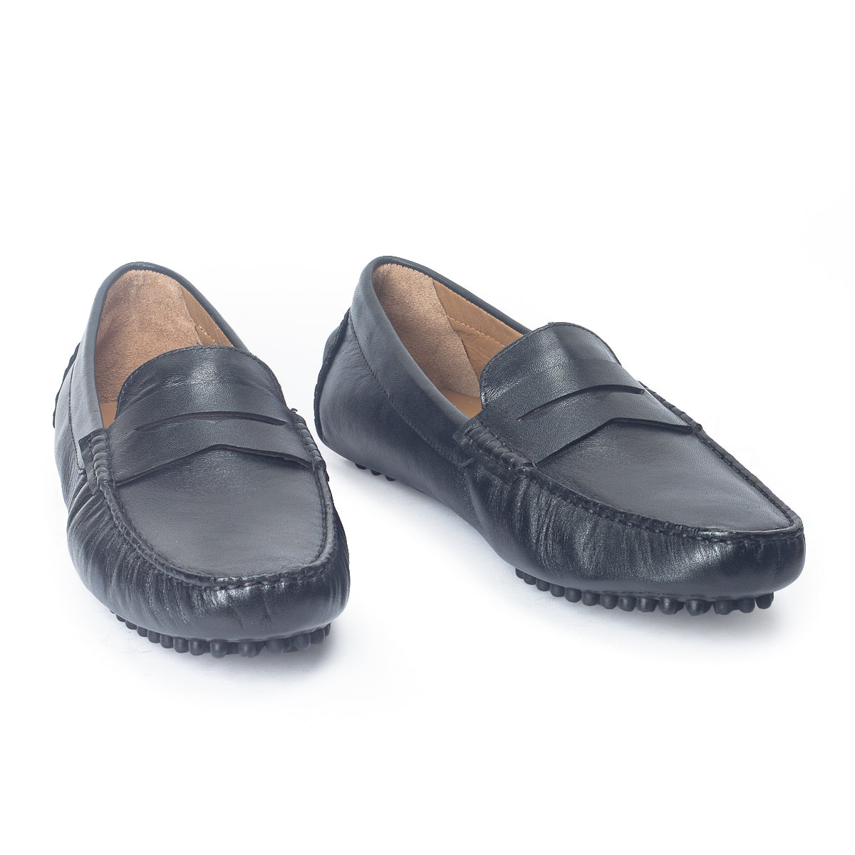 Gommino Leather Penny Loafers (Black)