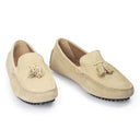 Gommino Suede Tassel Loafers (Beige) — Beige loafers | Modello Domani