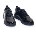 DOMS Comfort Leather Sneakers (Patent Black) — Black sneakers | Modello Domani