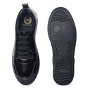 DOMS Comfort Leather Sneakers (Patent Black) — Black sneakers | Modello Domani