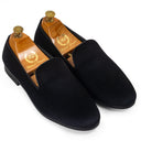 Classic Plain Velvet Slipons (Black) — Black slipons | Modello Domani