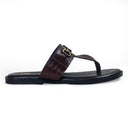 Louis Embossed Leather Slippers (Brown) — Brown slippers | Modello Domani
