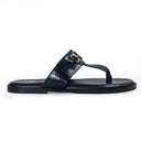 Louis Embossed Leather Slippers (Black) — Black slippers | Modello Domani