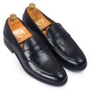 Palermo Leather Penny Slipons (Black) — Black slipons | Modello Domani