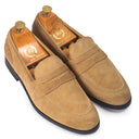 Palermo Suede Penny Slipons (Beige) — Beige slipons | Modello Domani