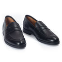 Palermo Leather Penny Slipons (Black) — Black slipons | Modello Domani