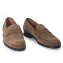 Palermo Suede Penny Slipons (Olive Green) — Green slipons | Modello Domani