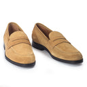 Palermo Suede Penny Slipons (Beige) — Beige slipons | Modello Domani