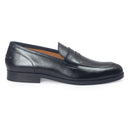 Palermo Leather Penny Slipons (Black) — Black slipons | Modello Domani