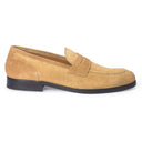Palermo Suede Penny Slipons (Beige) — Beige slipons | Modello Domani