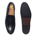 Palermo Leather Penny Slipons (Black) — Black slipons | Modello Domani