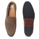Palermo Suede Penny Slipons (Olive Green) — Green slipons | Modello Domani