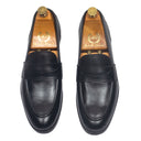 Palermo Leather Penny Slipons (Black) — Black slipons | Modello Domani