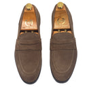 Palermo Suede Penny Slipons (Olive Green) — Green slipons | Modello Domani