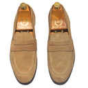 Palermo Suede Penny Slipons (Beige) — Beige slipons | Modello Domani