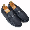 Grained Leather Buckle Loafers (Black) — Black loafers | Modello Domani