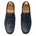Grained Leather Buckle Loafers (Black) — Black loafers | Modello Domani