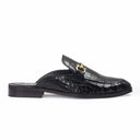 Louis Embossed Leather Mules (Black) — Black shoes | Modello Domani