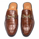 Louis Embossed Leather Mules (Brown) — Brown shoes | Modello Domani