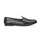 Noori Leather Juttis (Black - Gold Foil) Limited Edition — Black juttis | Modello Domani