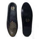 Noori Leather Juttis (Black - Gold Foil) Limited Edition — Black juttis | Modello Domani