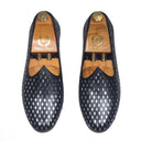 Noori Leather Juttis (Black - Silver Foil) Limited Edition — Black juttis | Modello Domani
