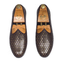 Noori Leather Juttis (Brown - Gold Foil) Limited Edition — Brown juttis | Modello Domani