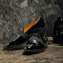 The Santana Leather Slipons (Patent Black - Limited Edition) — Black slipons | Modello Domani