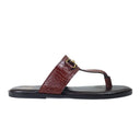 Louis Embossed Leather Slippers (Burgundy Brown) — Brown slippers | Modello Domani