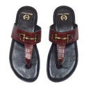 Louis Embossed Leather Slippers (Burgundy Brown) — Brown slippers | Modello Domani