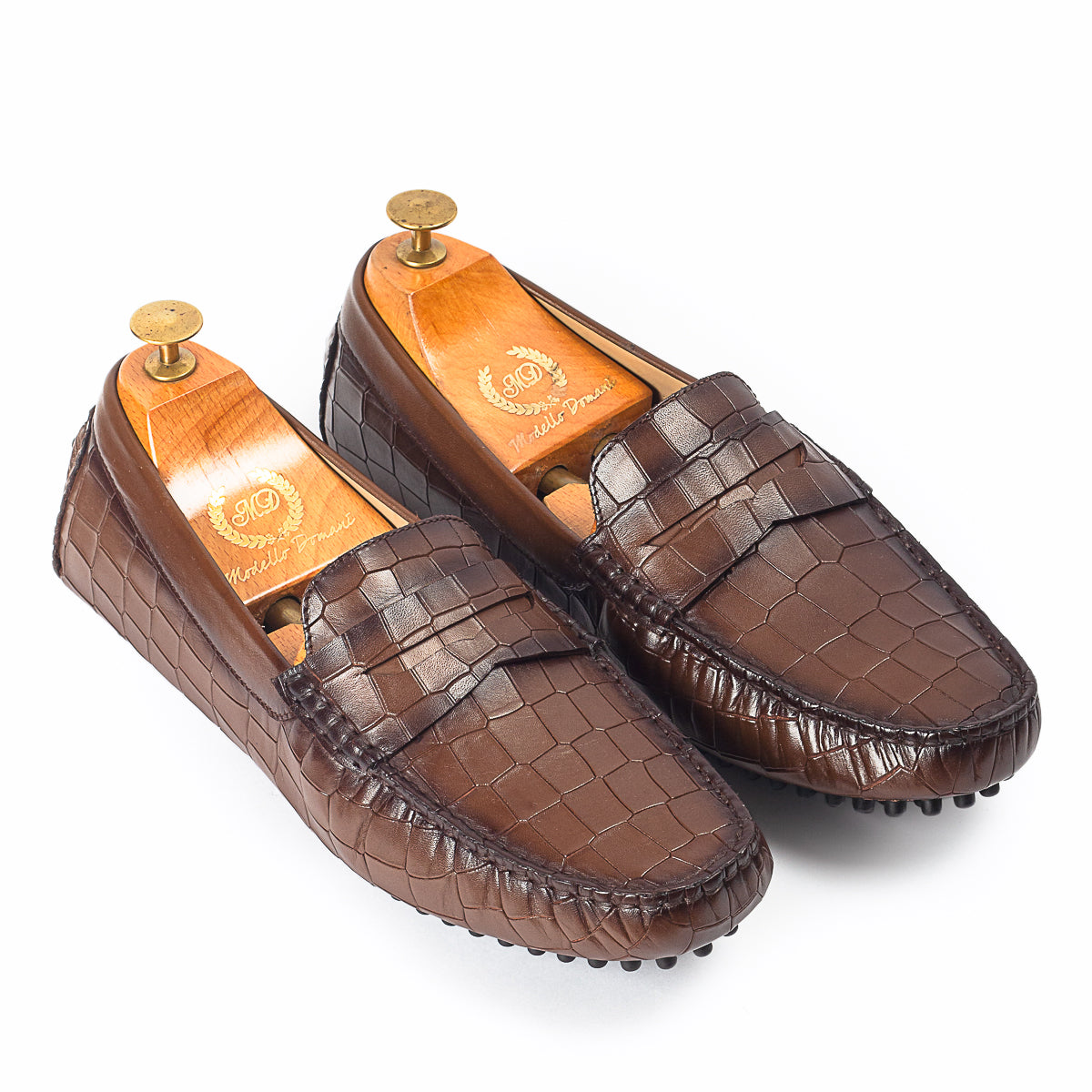 Gommino Embossed Leather Penny Loafers (Brown) (Limited Edition)