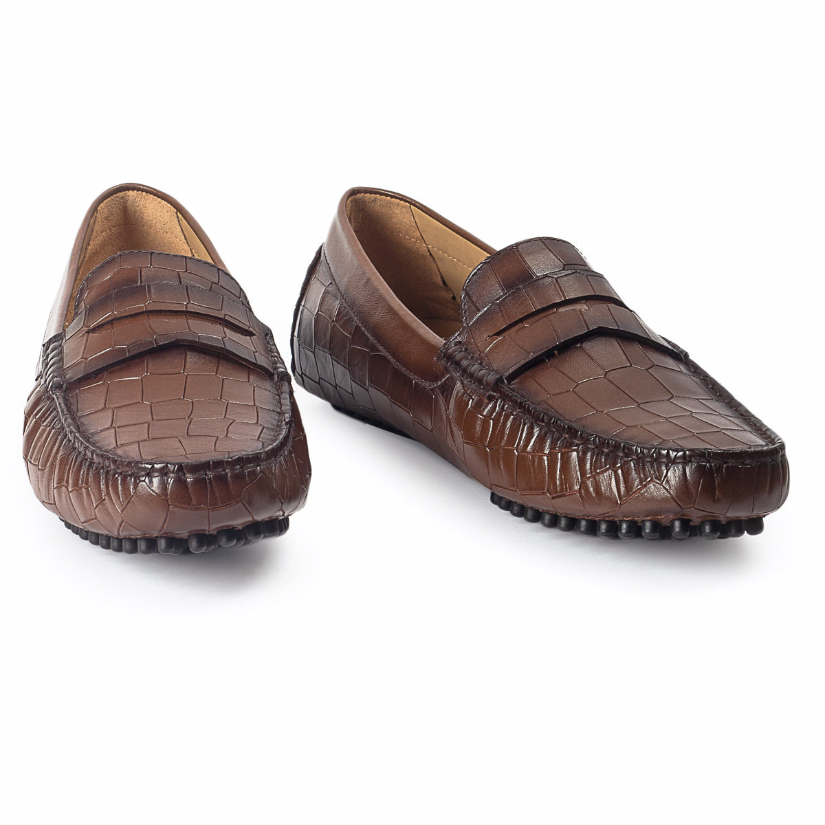 Gommino Embossed Leather Penny Loafers (Brown) (Limited Edition)