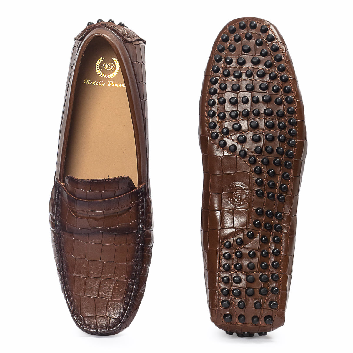 Gommino Embossed Leather Penny Loafers (Brown) (Limited Edition)