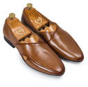 Leather Peshawari Slipons (Tan Burnish) — Tan slipons | Modello Domani