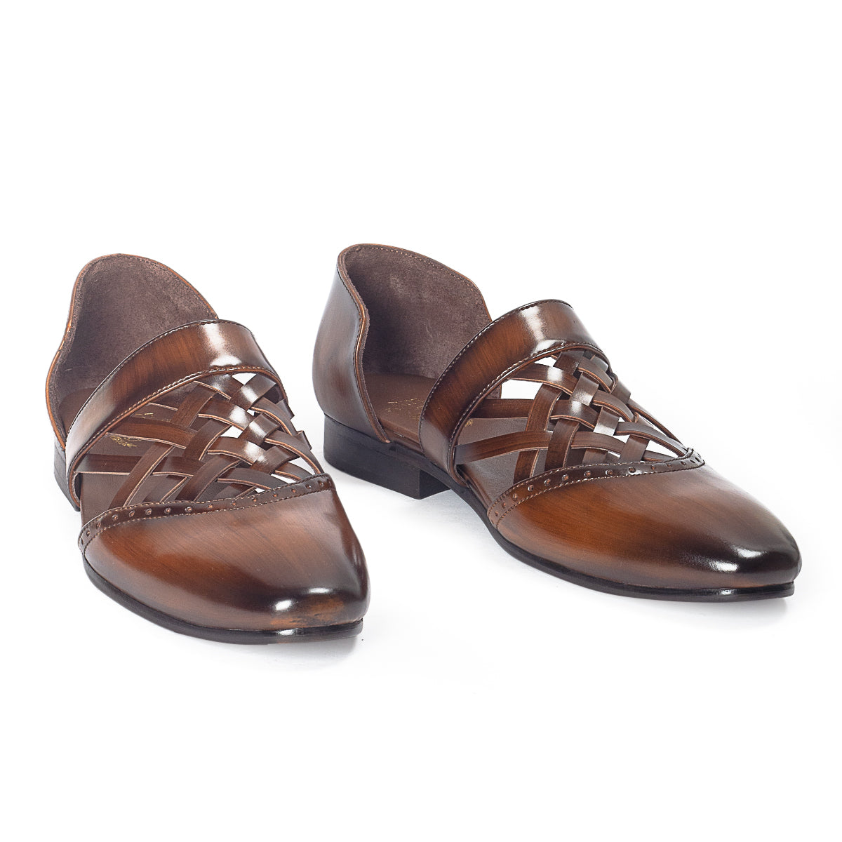 Devaraj Patina Leather Slipons (Tan-Brown)