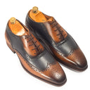 Mayfair Patina Leather Brogues (Tan-Navy) — Tan shoes | Modello Domani