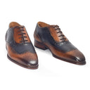 Mayfair Patina Leather Brogues (Tan-Navy) — Tan shoes | Modello Domani
