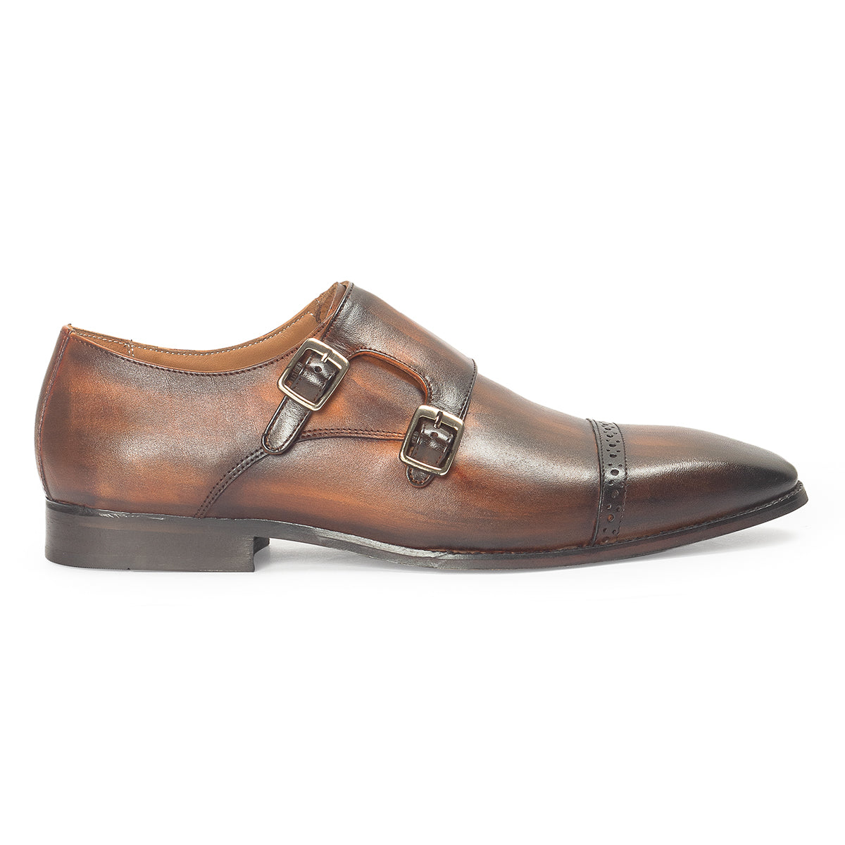 Wellington Patina Leather Monks (Tan-Brown)