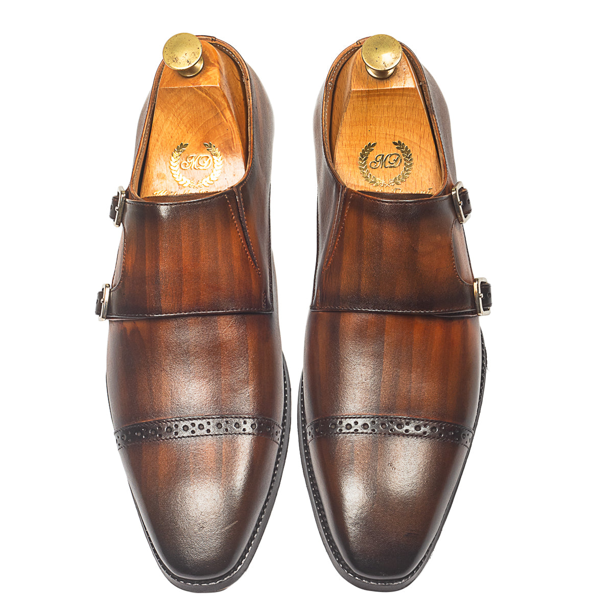 Wellington Patina Leather Monks (Tan-Brown)
