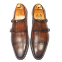 Wellington Patina Leather Monks (Tan-Brown) — Brown monks | Modello Domani