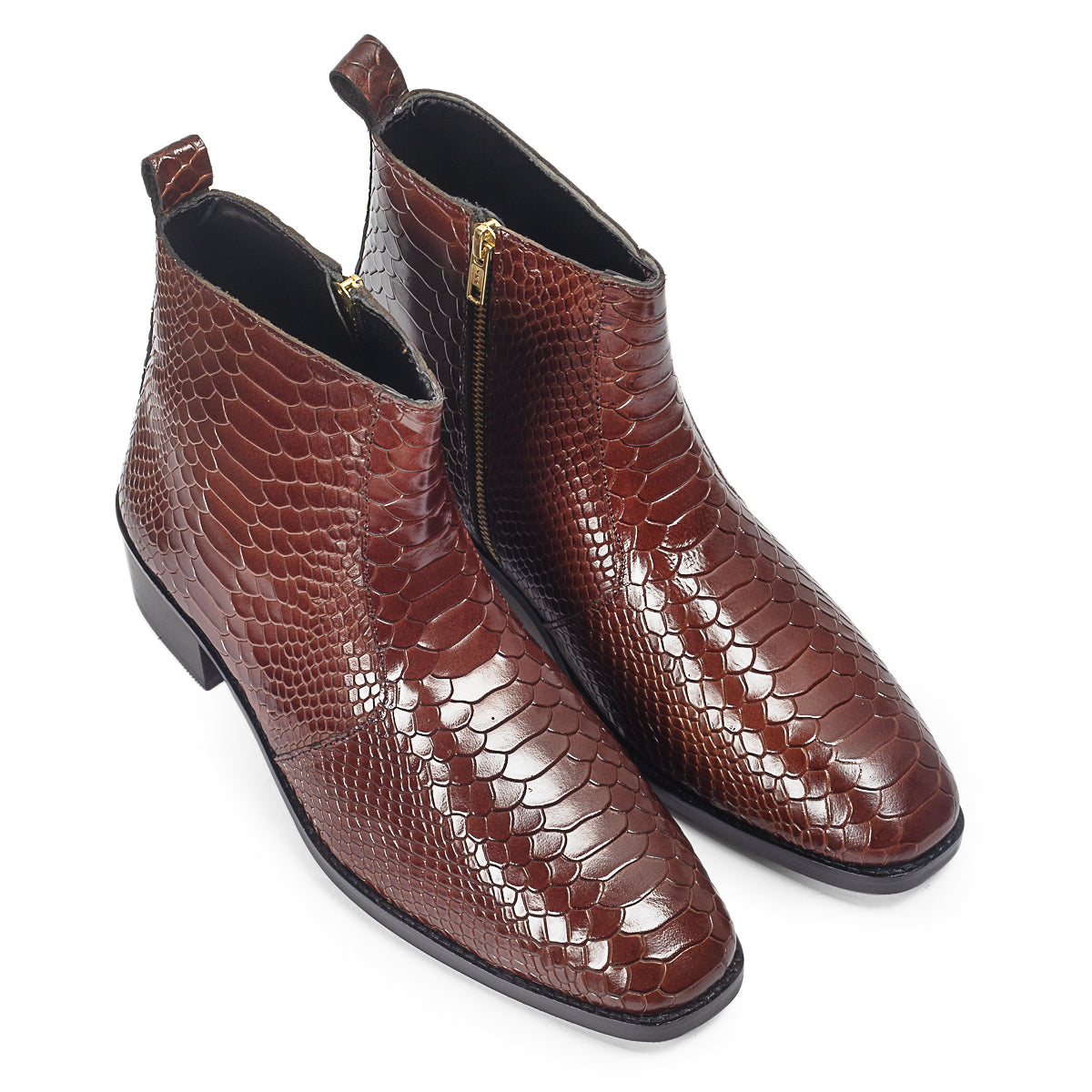 Serpente Leather Boots (Brown)