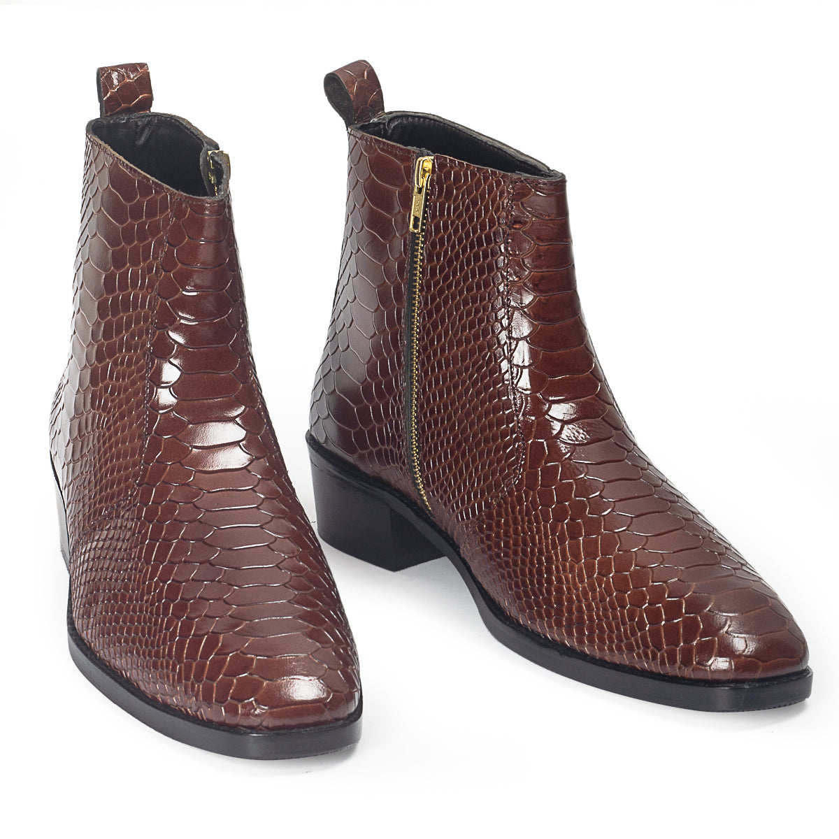Serpente Leather Boots (Brown)