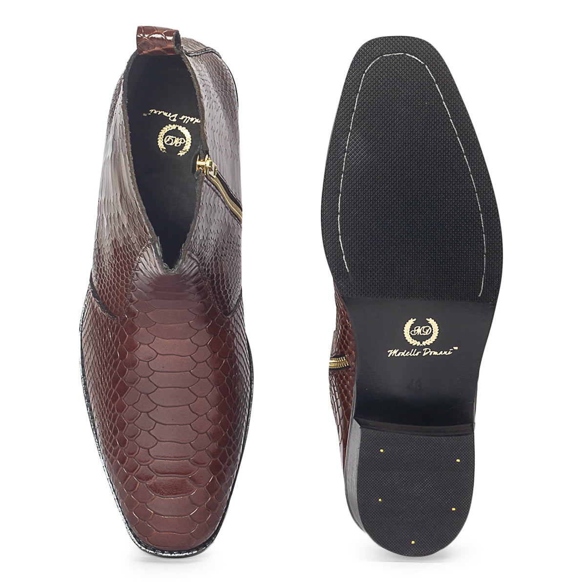 Serpente Leather Boots (Brown)