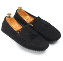 Gommino Suede Tassel Loafers (Black) — Black loafers | Modello Domani