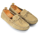 Gommino Suede Bow Loafers (Sand Beige) — Beige loafers | Modello Domani