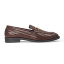 Italian Cut Textured Buckle Slipons (Tan Brown) — Brown slipons | Modello Domani