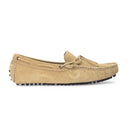 Gommino Suede Bow Loafers (Sand Beige) — Beige loafers | Modello Domani